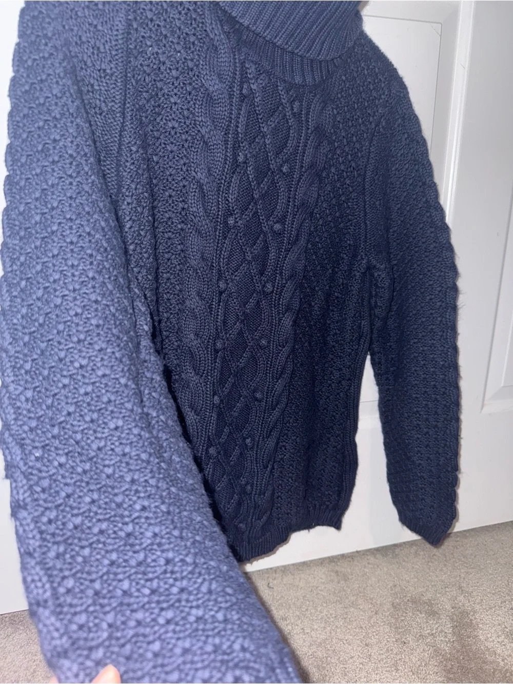 Banana Republic Heritage Chunky Cable Knit Turtleneck Sweater - Slate Blue